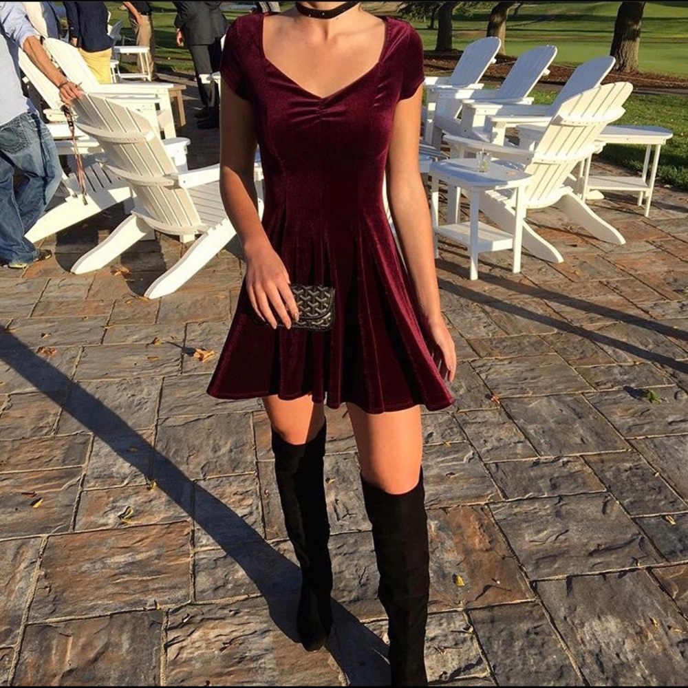 Velvet Burgundy Mini Dress